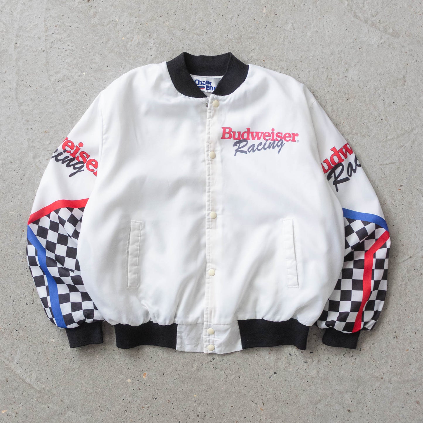 Vintage 90s Budweiser Racing Chalk Line Jacket - L