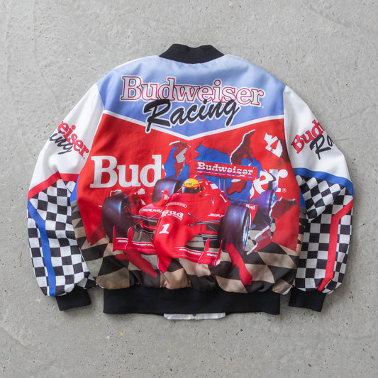 Vintage 90s Budweiser Racing Chalk Line Jacket - L