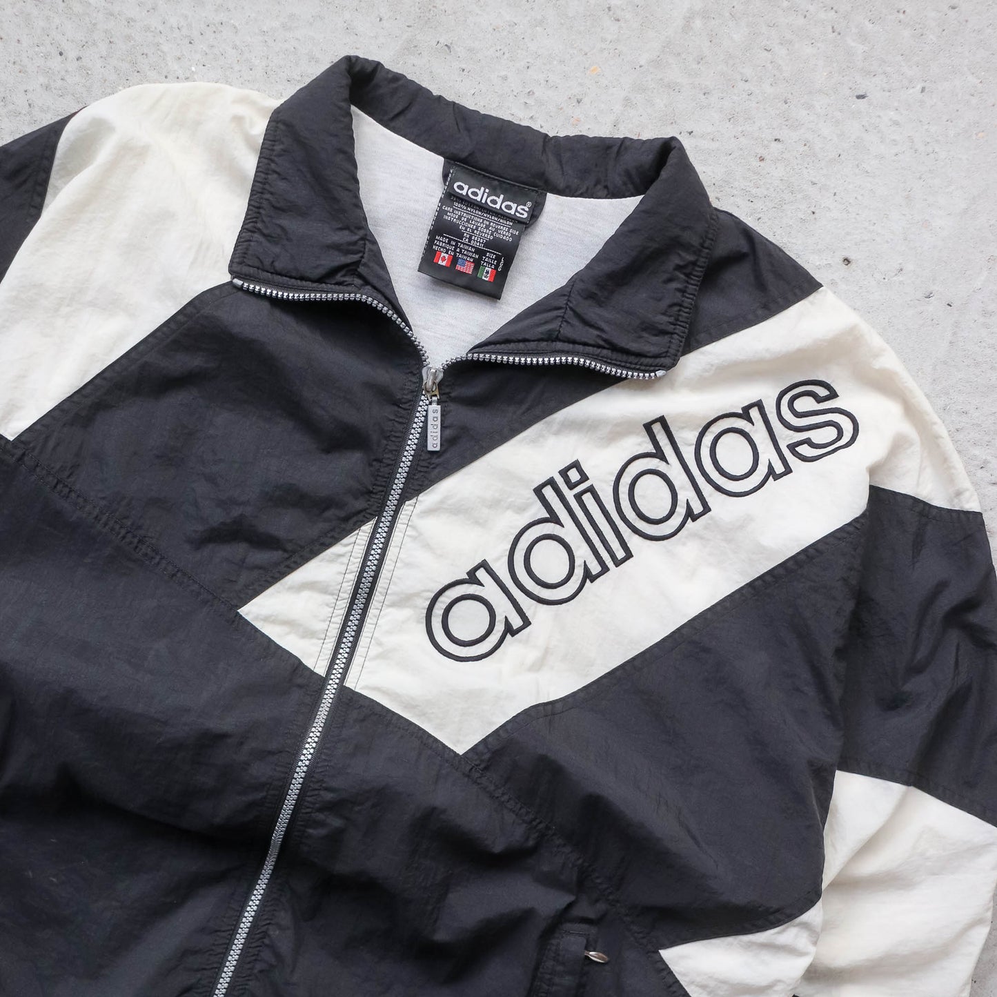 Adidas 3-Stripe Spellout Windbreaker Jacket - 90s (L)