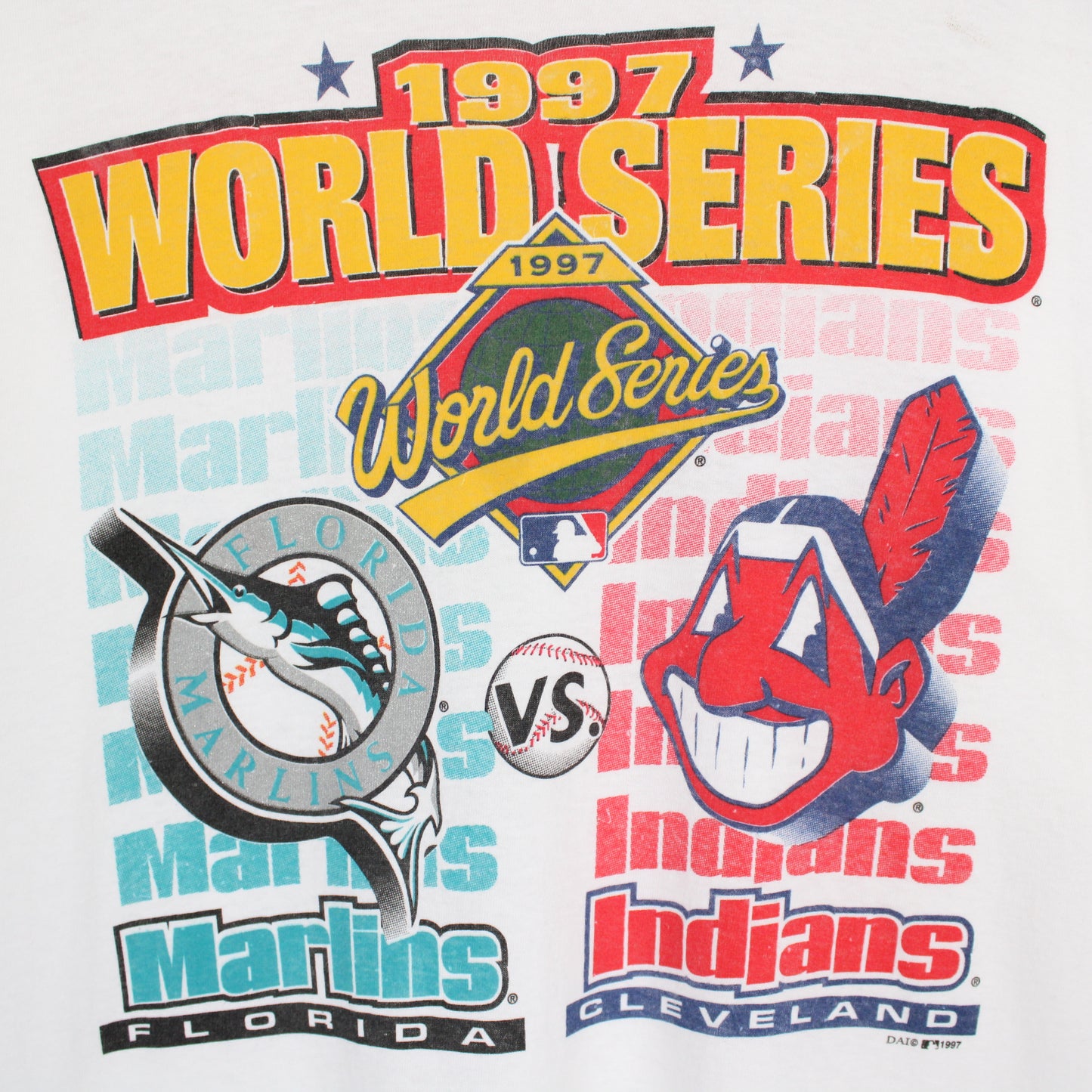 Vintage 1997 Marlins vs Indians MLB World Series Tee - XL