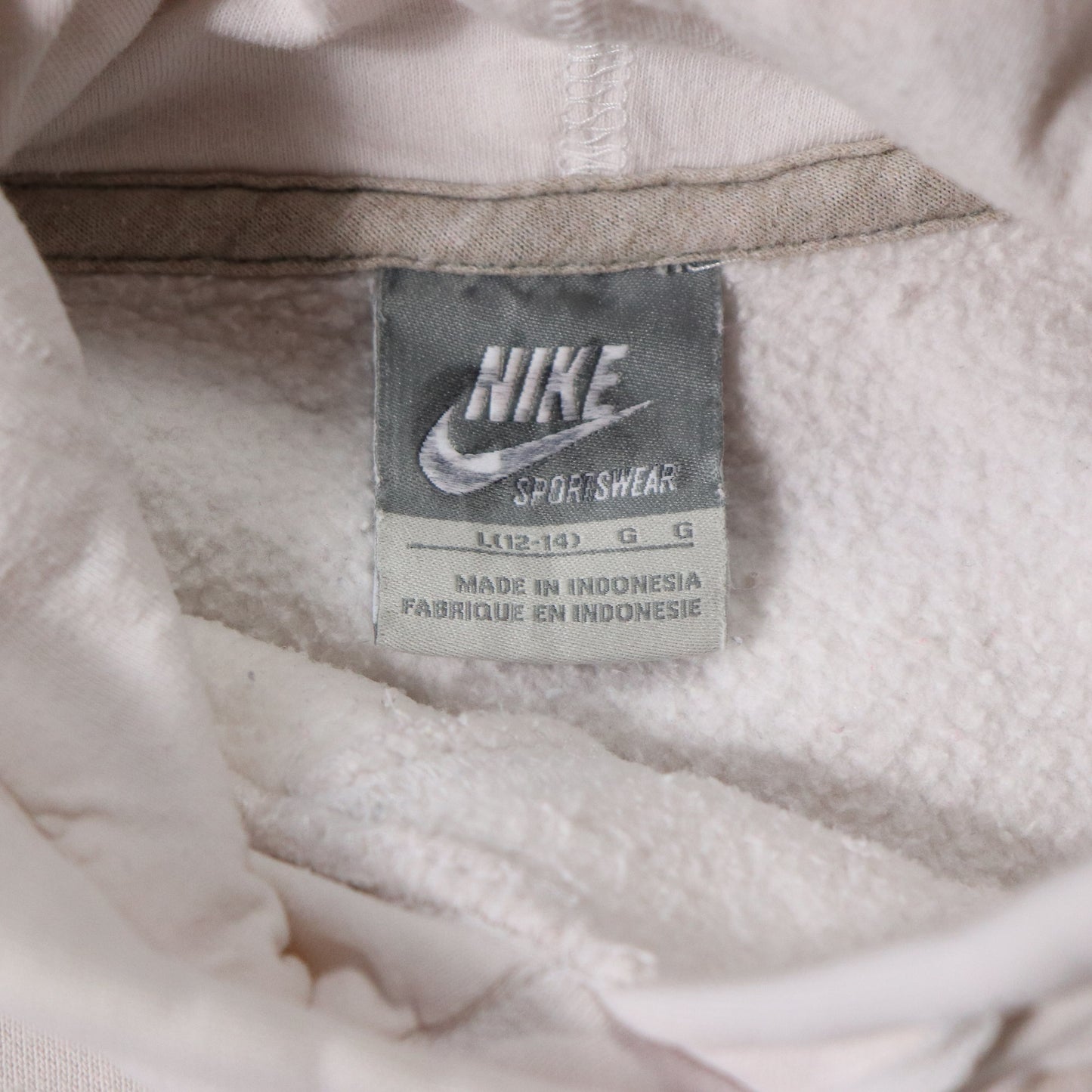 Vintage Nike Mini Swoosh Cream Hoodie - S