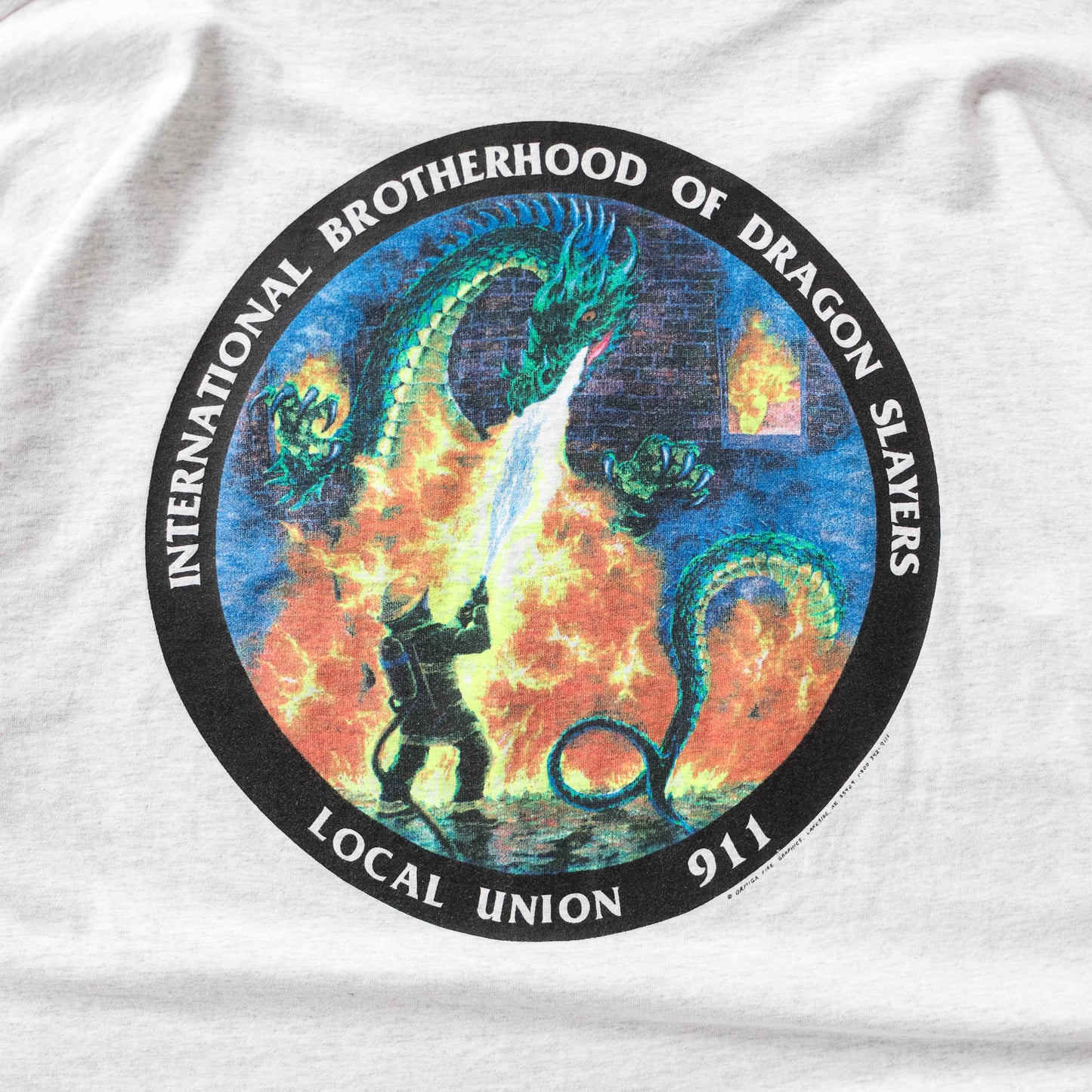 Vintage 90s Brotherhood of Dragon Slayers Fire Fighter Tee - XXL
