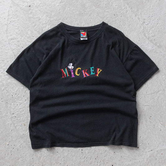 Vintage 90s Mickey Mouse Embroidered Disney Tee - L