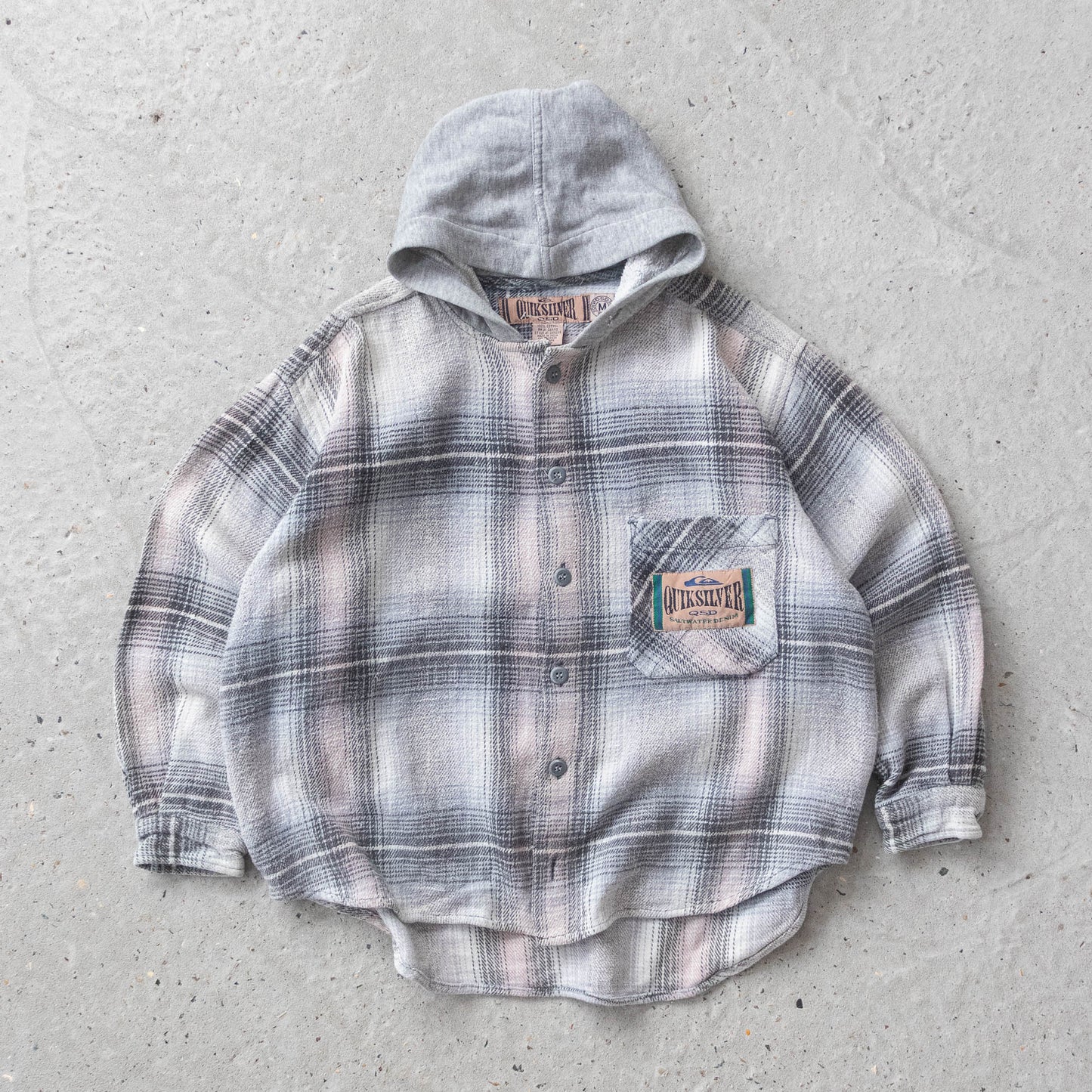 Vintage 90s Quiksilver Hooded Flannel Shirt - XS