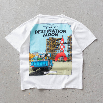 Vintage 90s Adventures of Tintin Destination Moon Tee - M