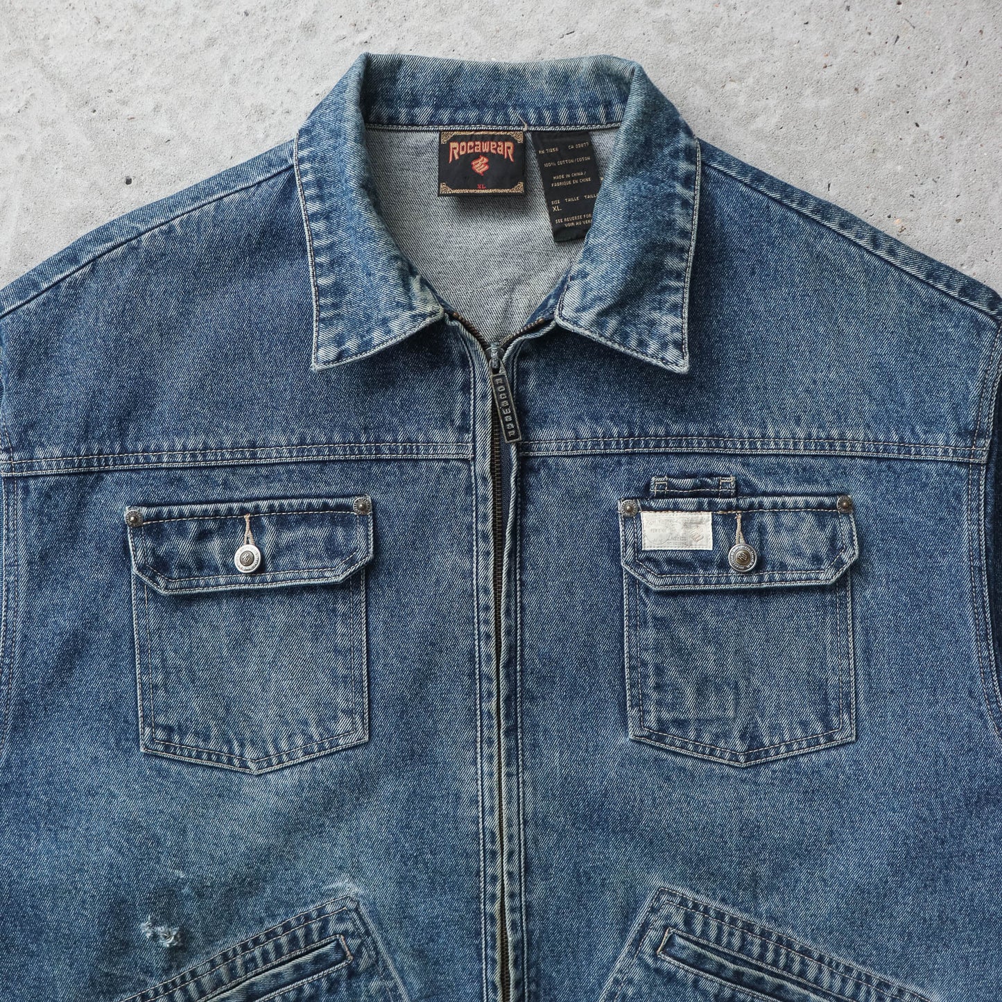 Vintage 90s Rocawear Embroidered Denim Jacket - XL