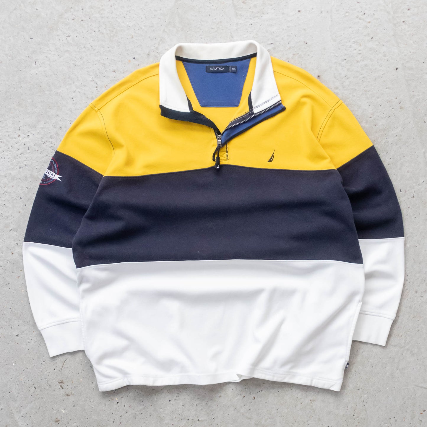 Nautica Sailing Colourblock 1/4 Zip Sweatshirt - 2000s (XXL)