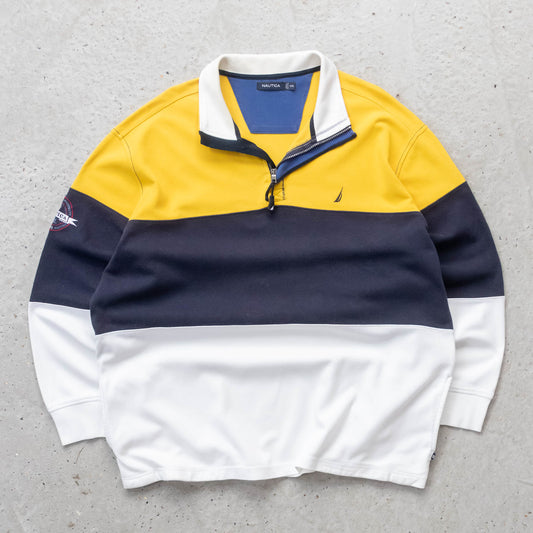Nautica Sailing Colourblock 1/4 Zip Sweatshirt - 2000s (XXL)