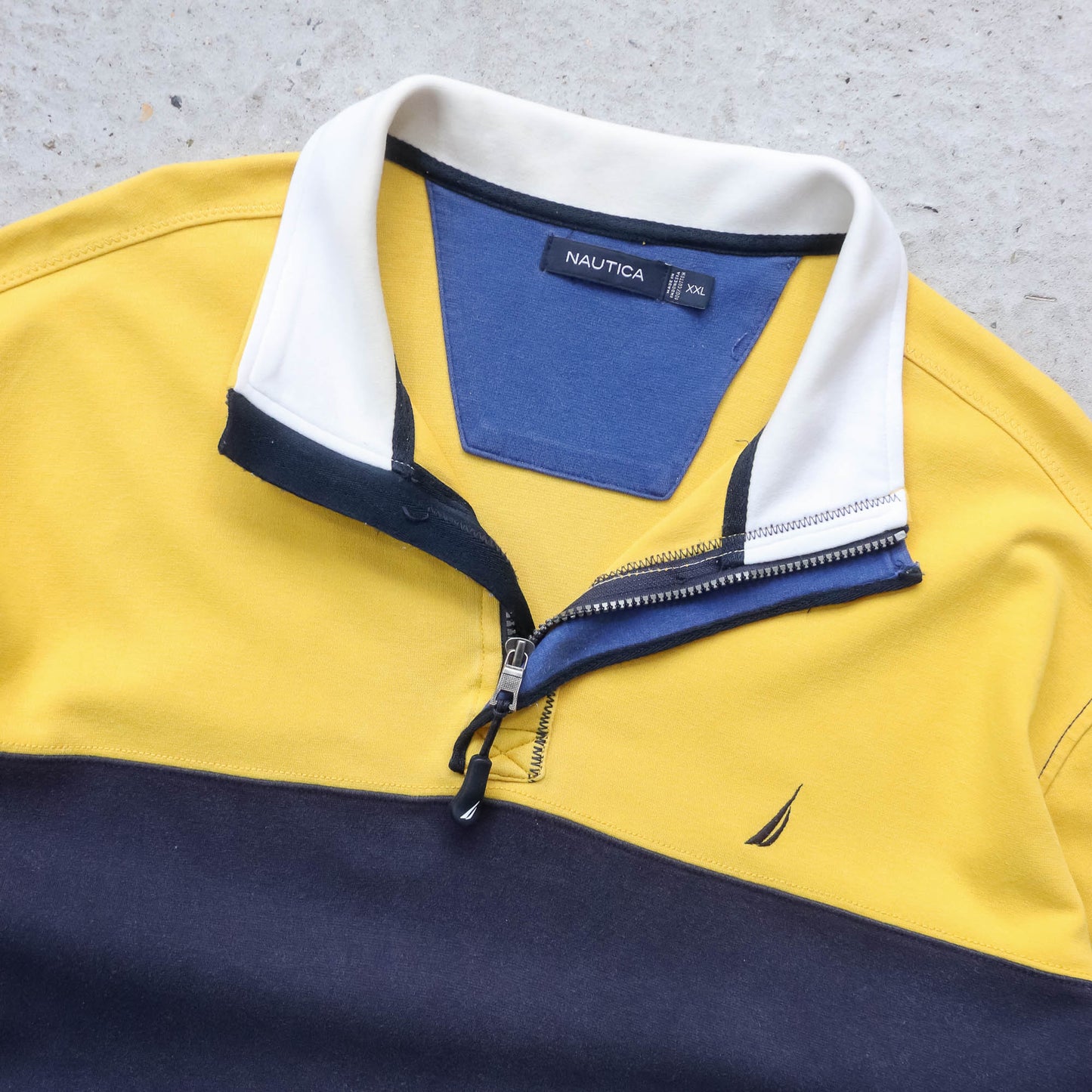 Nautica Sailing Colourblock 1/4 Zip Sweatshirt - 2000s (XXL)