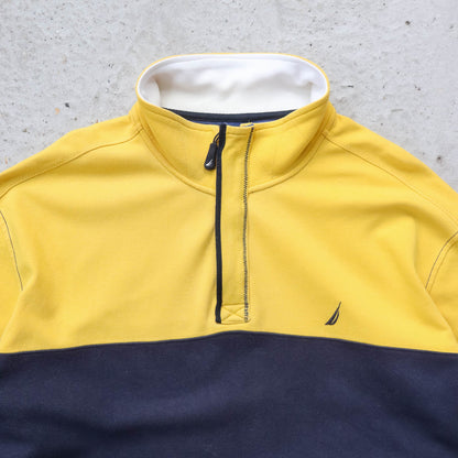 Nautica Sailing Colourblock 1/4 Zip Sweatshirt - 2000s (XXL)