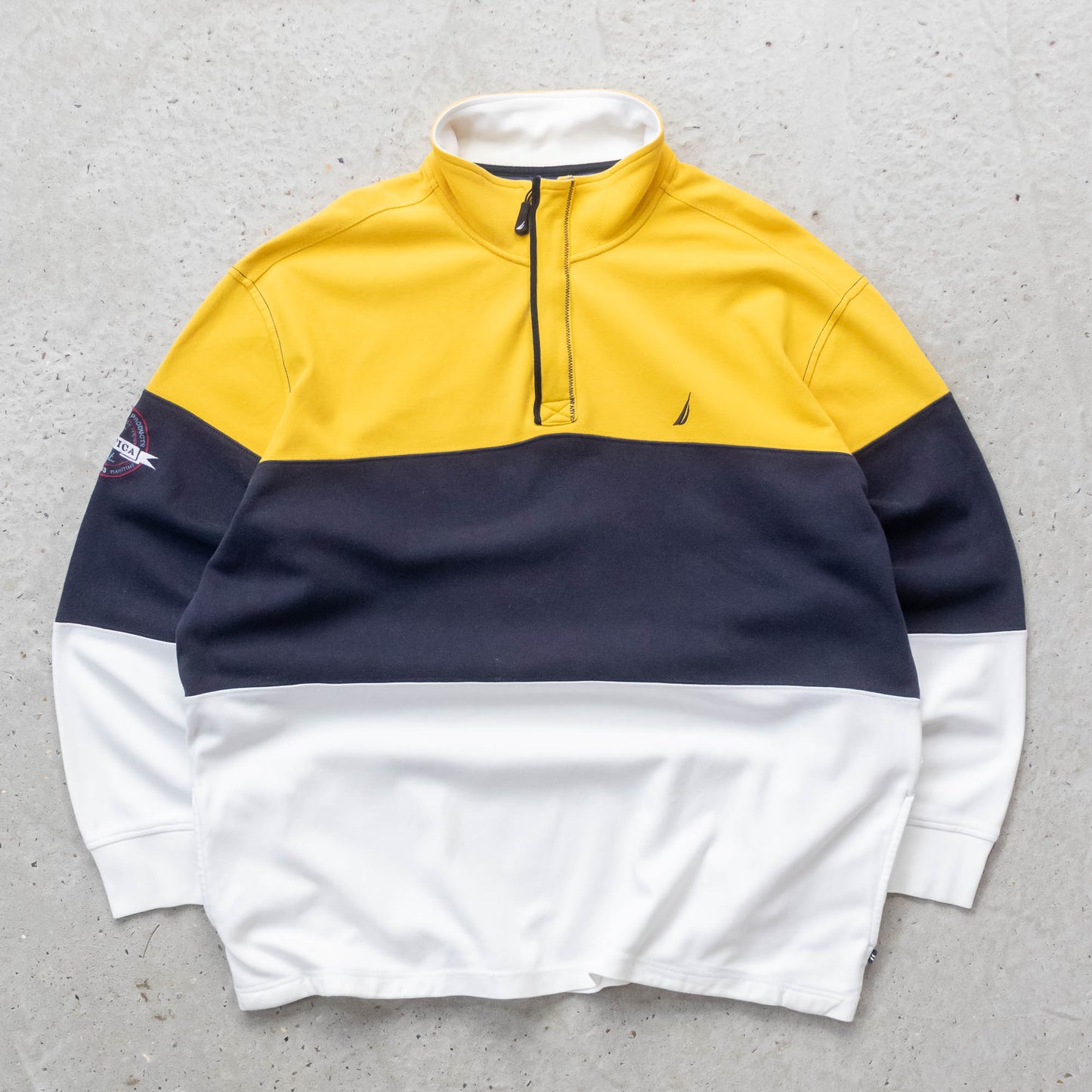 Nautica Sailing Colourblock 1/4 Zip Sweatshirt - 2000s (XXL)