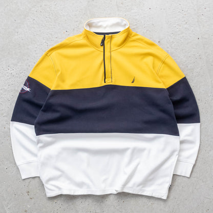 Nautica Sailing Colourblock 1/4 Zip Sweatshirt - 2000s (XXL)