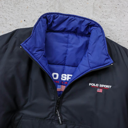 Polo Sport Reversible 1/4 Zip Puffer Jacket - 90s (L)