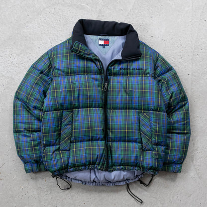Tommy Hilfiger Plaid Down Puffer Jacket - 90s (L)