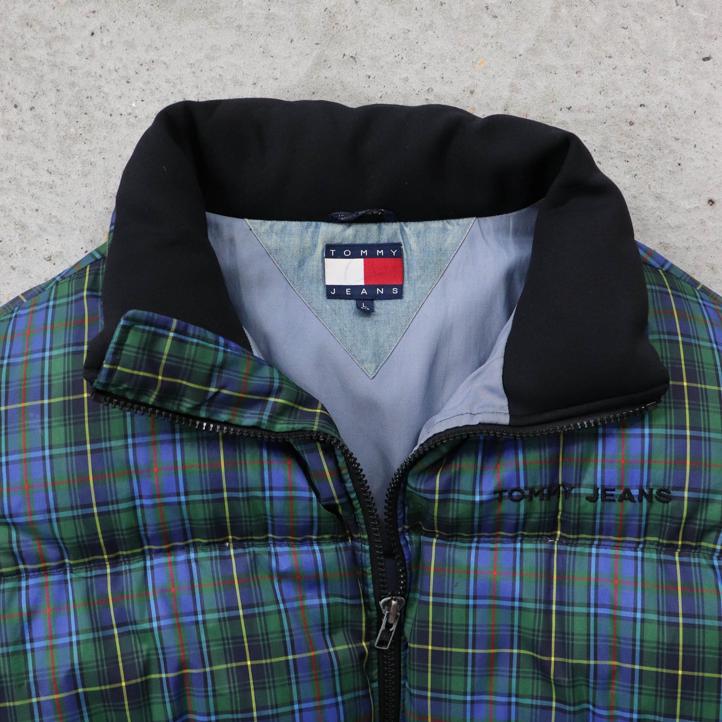 Tommy Hilfiger Plaid Down Puffer Jacket - 90s (L)