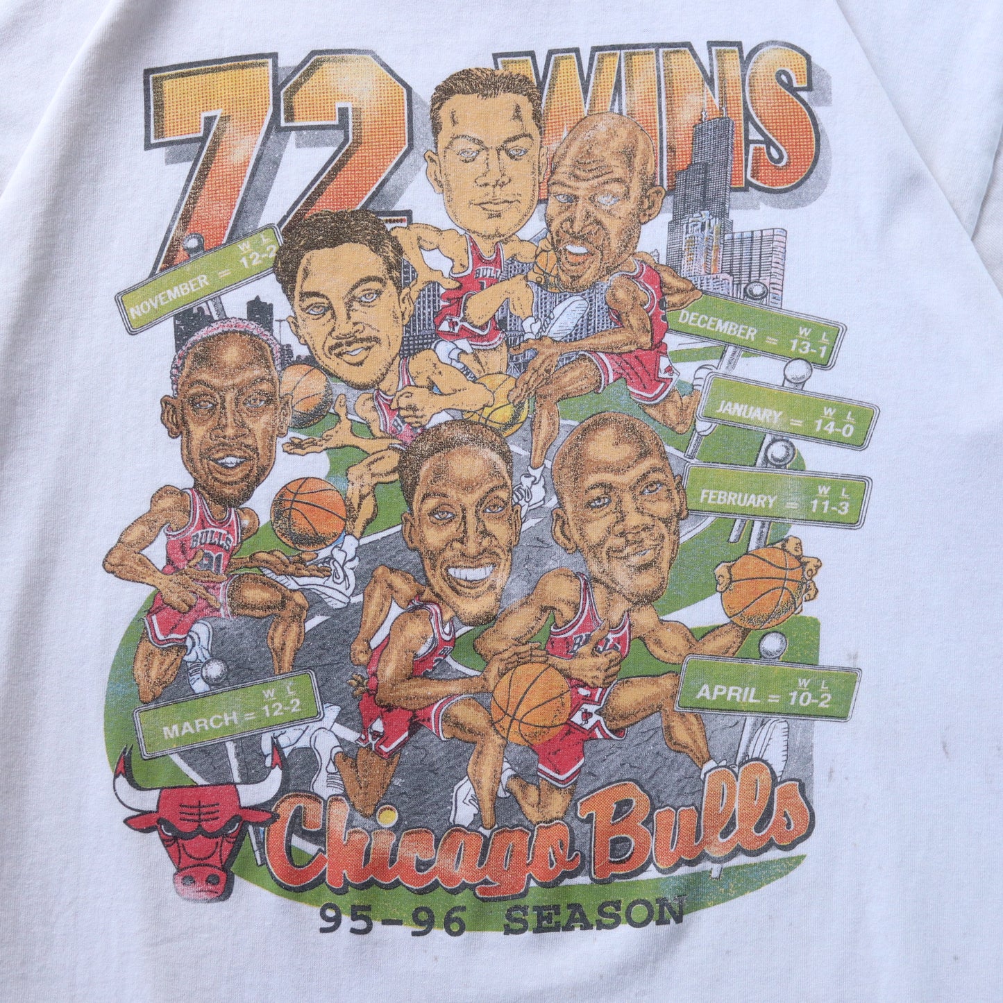 Vintage 1996 Chicago Bulls 72 Wins NBA Tee - L