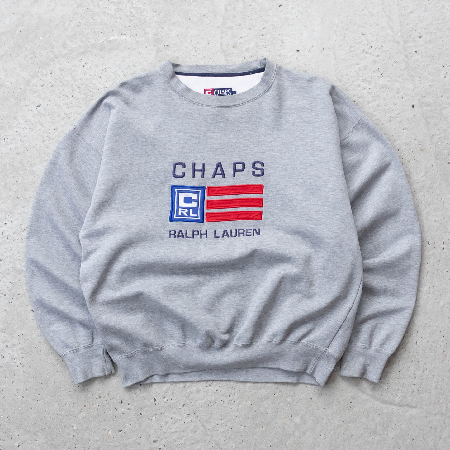 Chaps Ralph Lauren Embroidered Flag Sweatshirt - 90s (L)