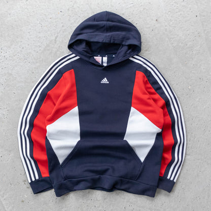 Adidas 3-Stripe Colourblock Hoodie - 2000s (S)