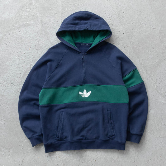 Vintage 90s Adidas Trefoil 1/4 Zip Hoodie - L - AL Vintage