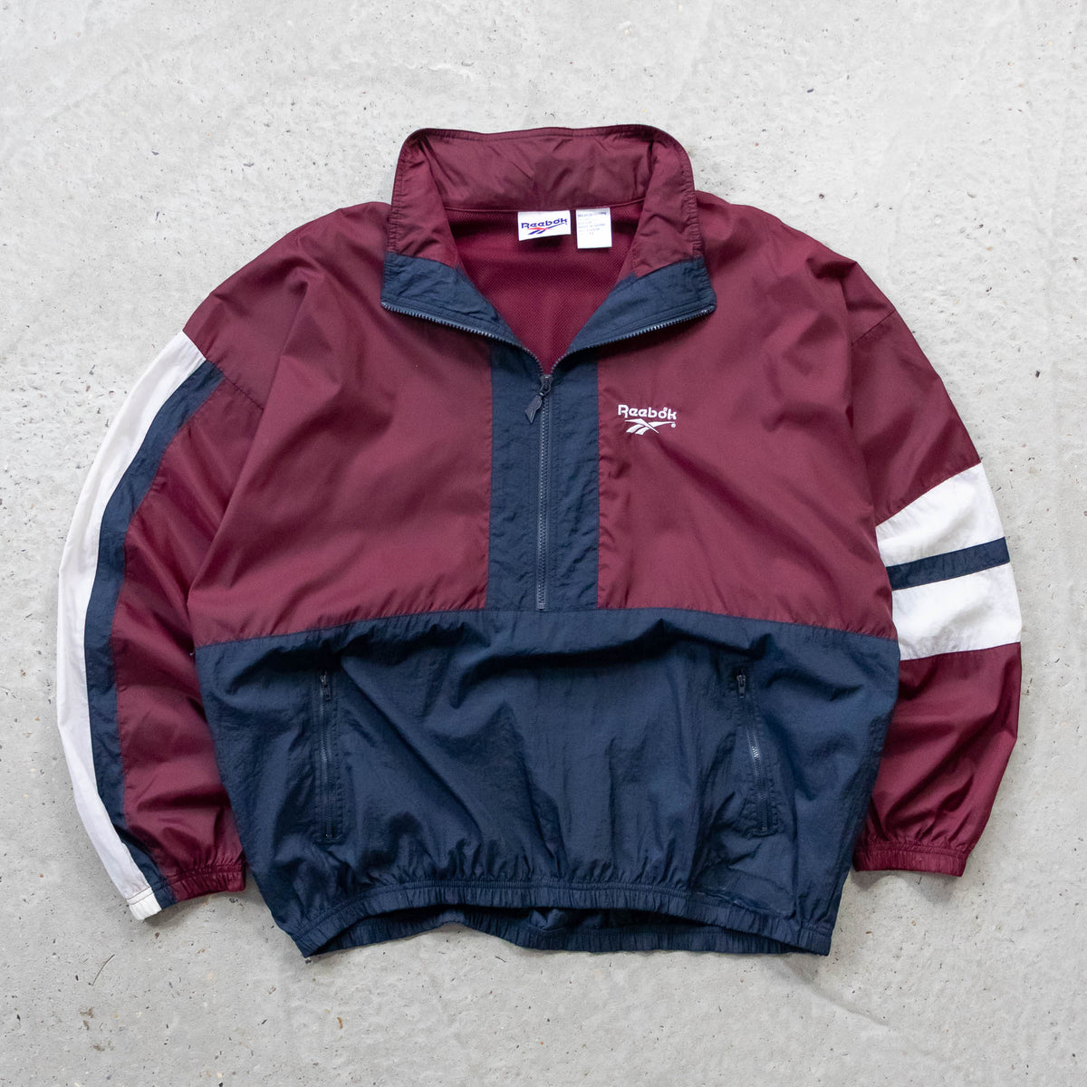 Reebok Colourblock 1/4 Zip Windbreaker Jacket - 90s (XL)
