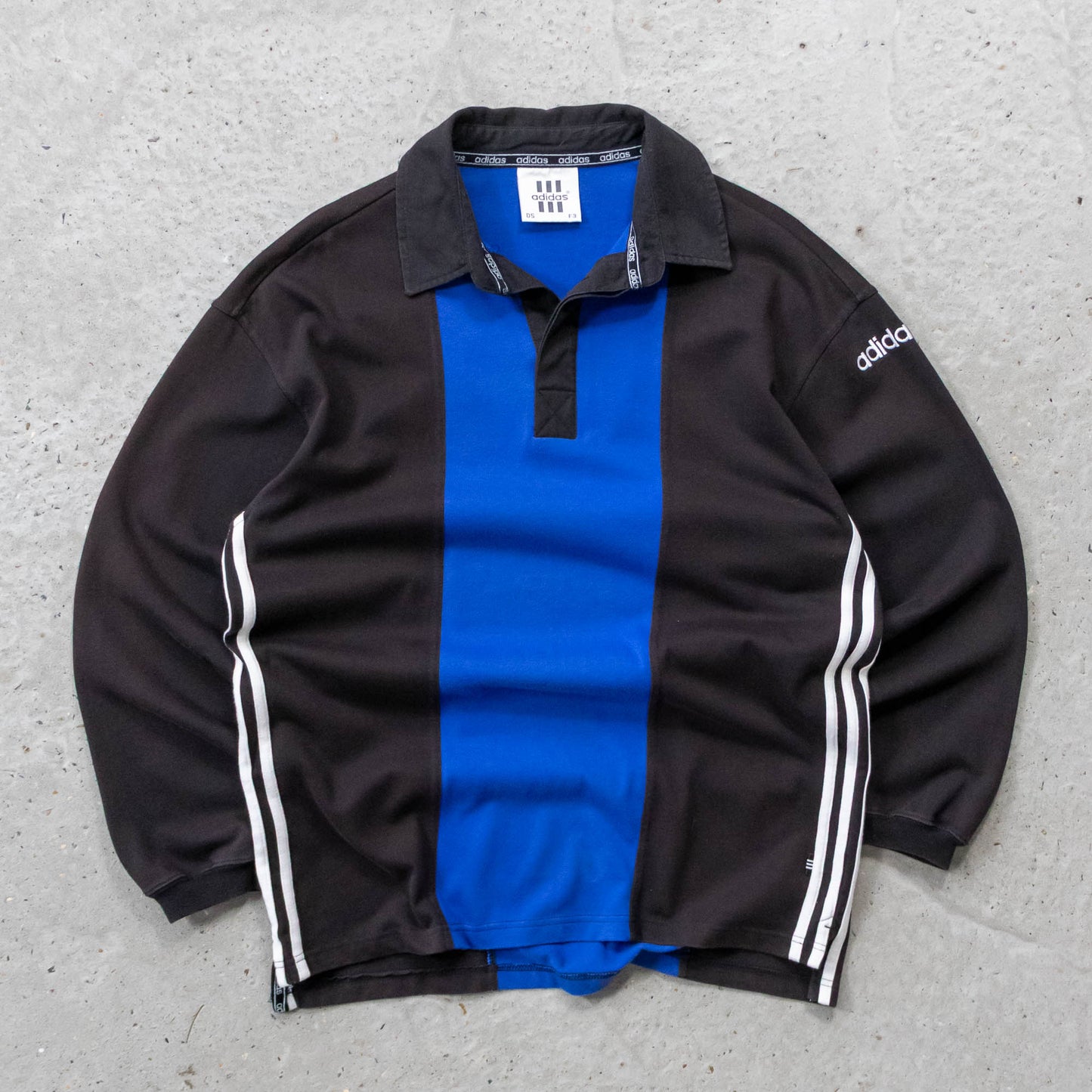 Adidas 3-Stripe Colourblock Rugby Shirt - 90s (L)