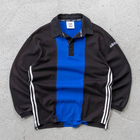 Adidas 3-Stripe Colourblock Rugby Shirt - 90s (L)