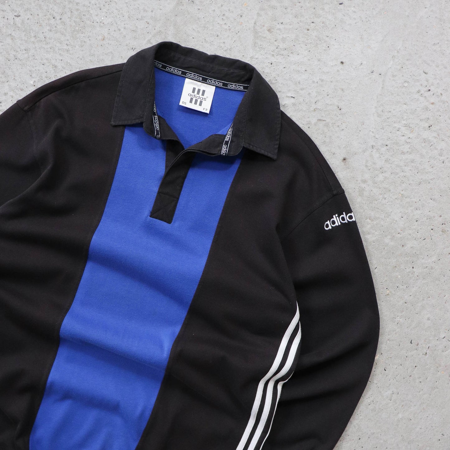 Adidas 3-Stripe Colourblock Rugby Shirt - 90s (L)