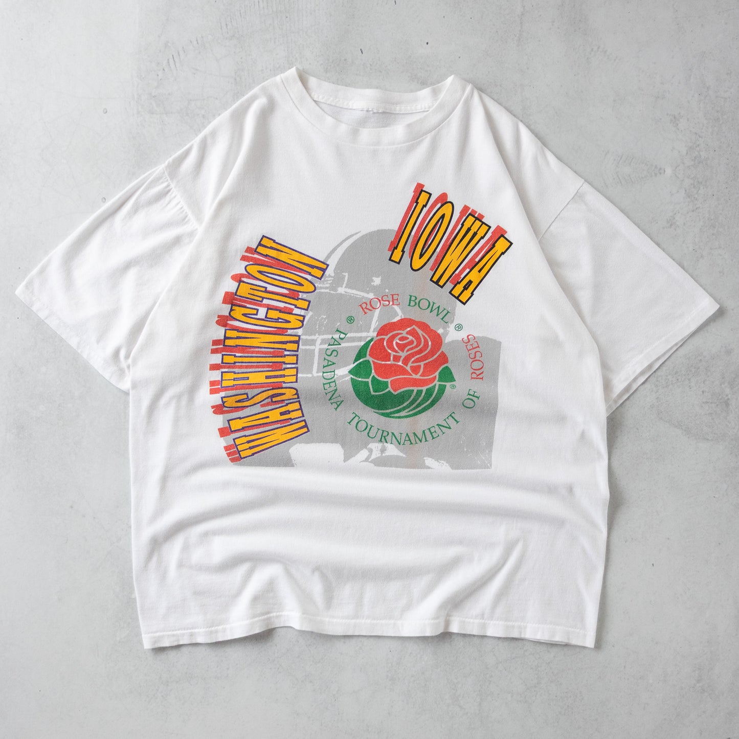 Vintage 1991 Washington vs Iowa Rose Bowl NCAA Tee - L
