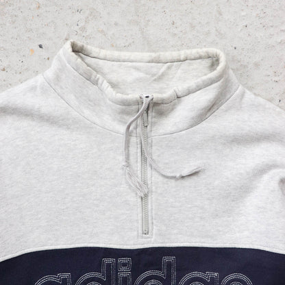 Adidas Spellout Embroidered 1/4 Zip Sweatshirt - 90s (M)