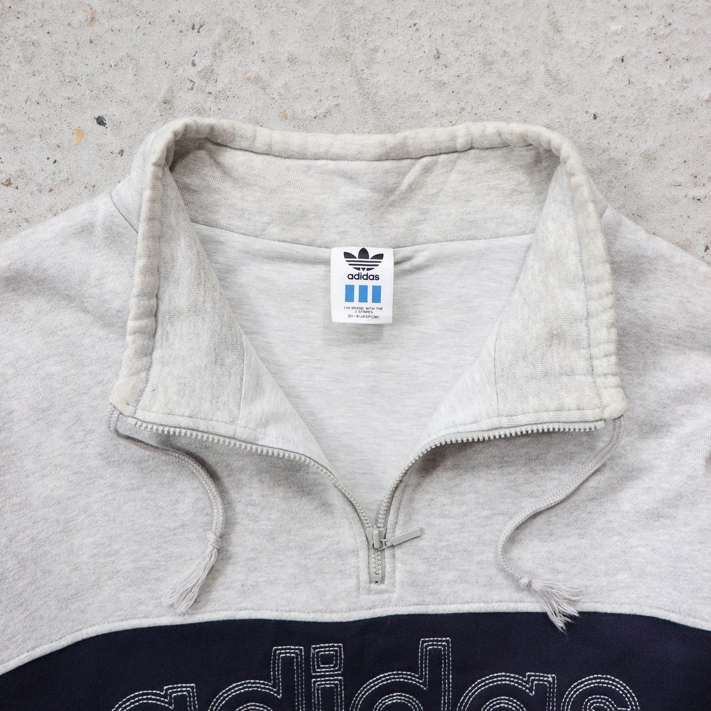 Adidas Spellout Embroidered 1/4 Zip Sweatshirt - 90s (M)