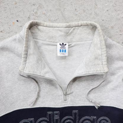 Adidas Spellout Embroidered 1/4 Zip Sweatshirt - 90s (M)