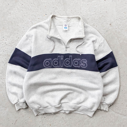 Adidas Spellout Embroidered 1/4 Zip Sweatshirt - 90s (M)