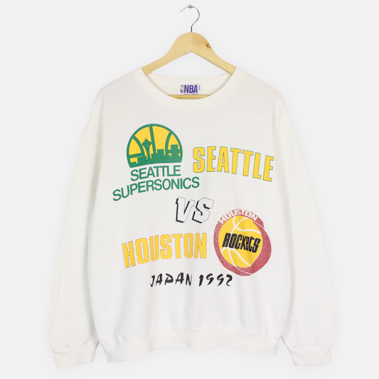 Vintage 1992 Sonics vs Rockets NBA Japan Tour Sweatshirt - L