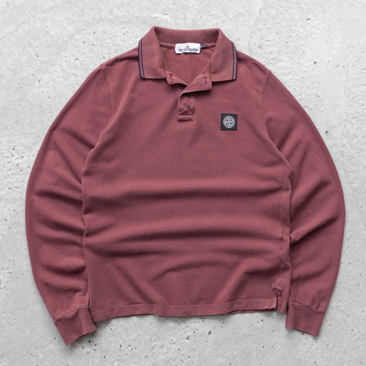 Stone Island Compass Patch Longsleeve Polo Shirt - (S)