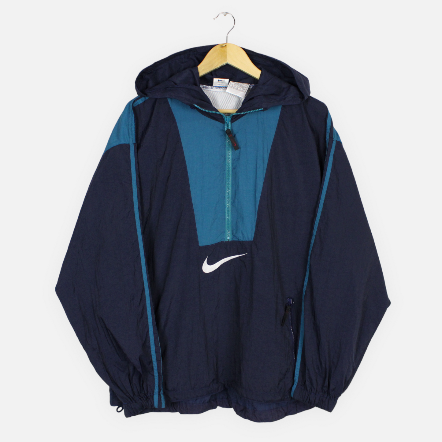 Vintage Nike 1/4 Zip Hooded Jacket - M