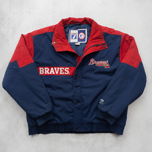 Vintage 90s Atlanta Braves Logo7 MLB Puffer Jacket - XL