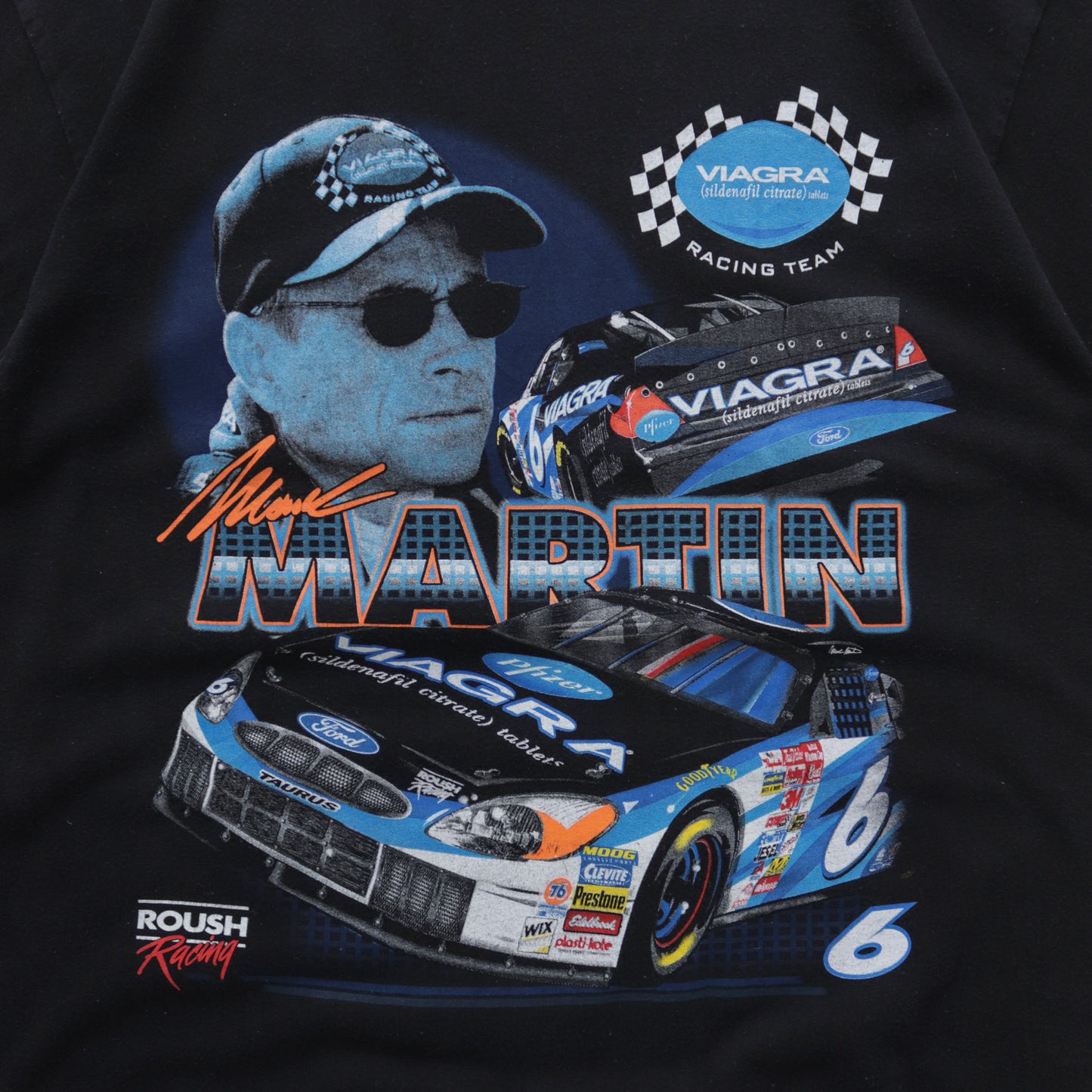 Vintage 90s Viagra Racing Mark Martin NASCAR Tee - L