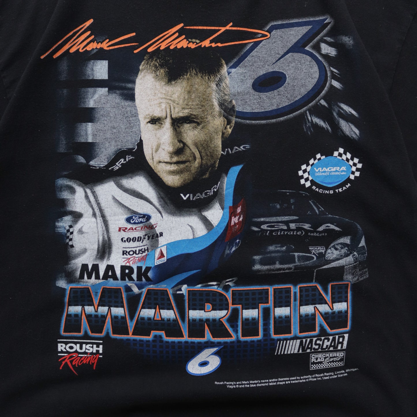 Vintage 90s Viagra Racing Mark Martin NASCAR Tee - L