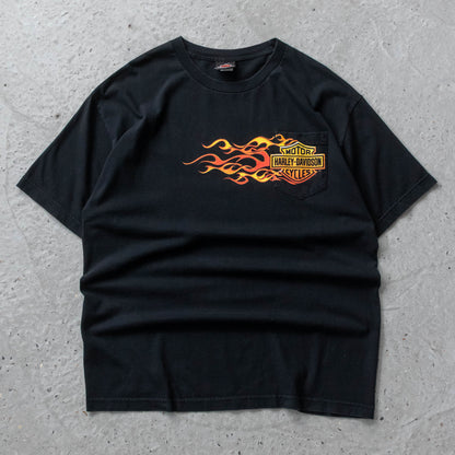 Vintage 2000s Harley Davidson Flames Pocket Tee - XL
