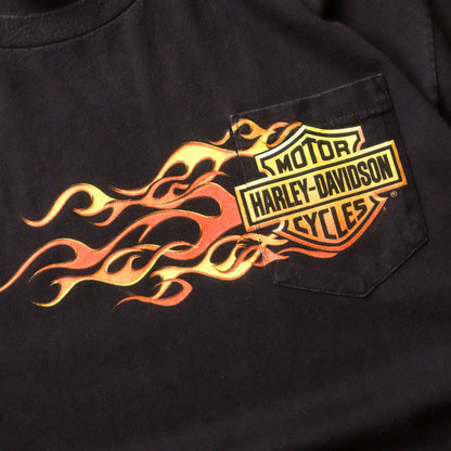 Vintage 2000s Harley Davidson Flames Pocket Tee - XL