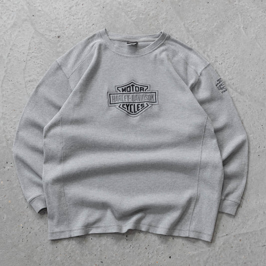Vintage 90s Harley Davidson Embroidered Thermal Shirt - XL