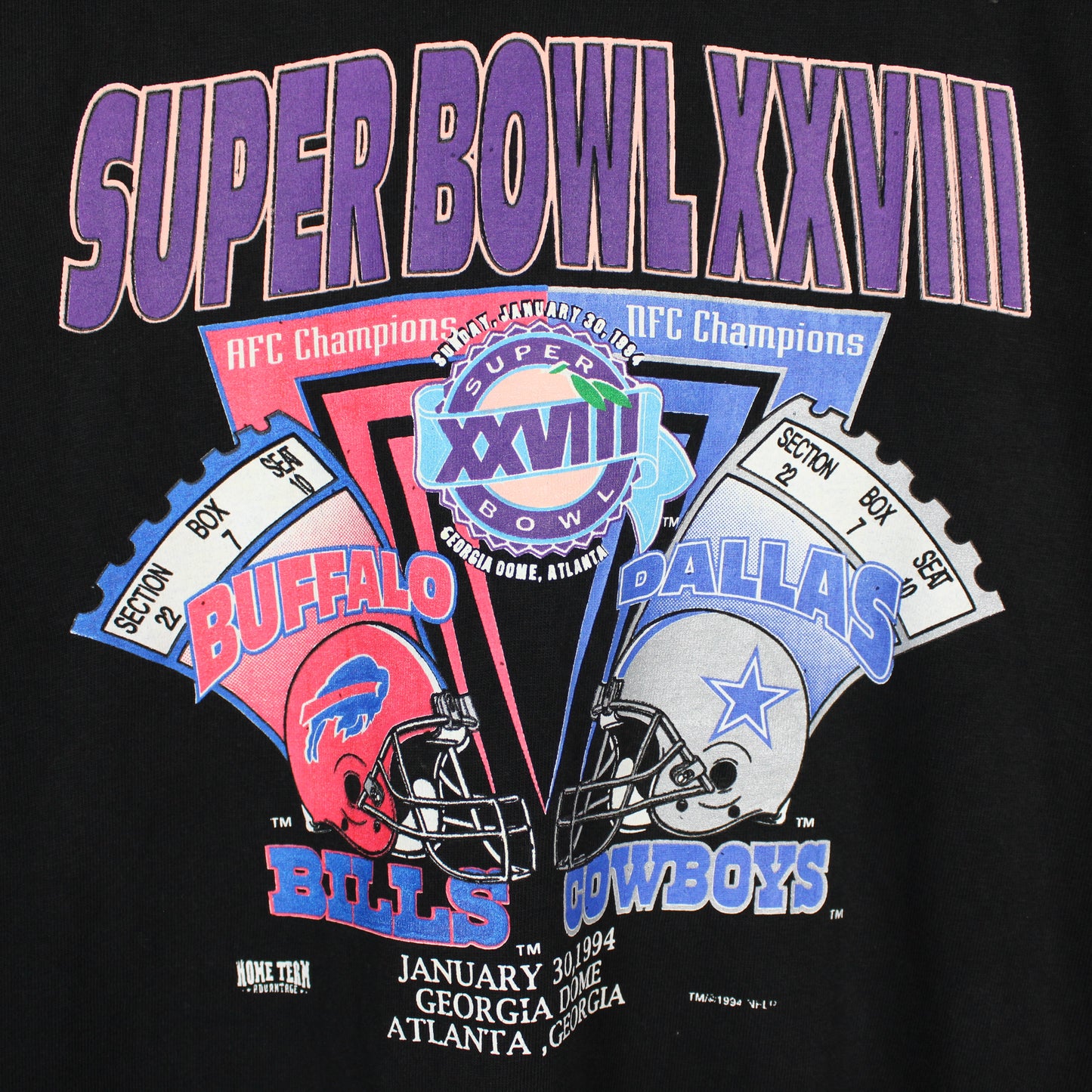 Vintage 1994 Bills vs Cowboys NFL Super Bowl Tee - L