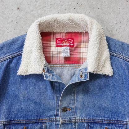 Vintage 90s Marlboro Country Denim Sherpa Jacket - XL