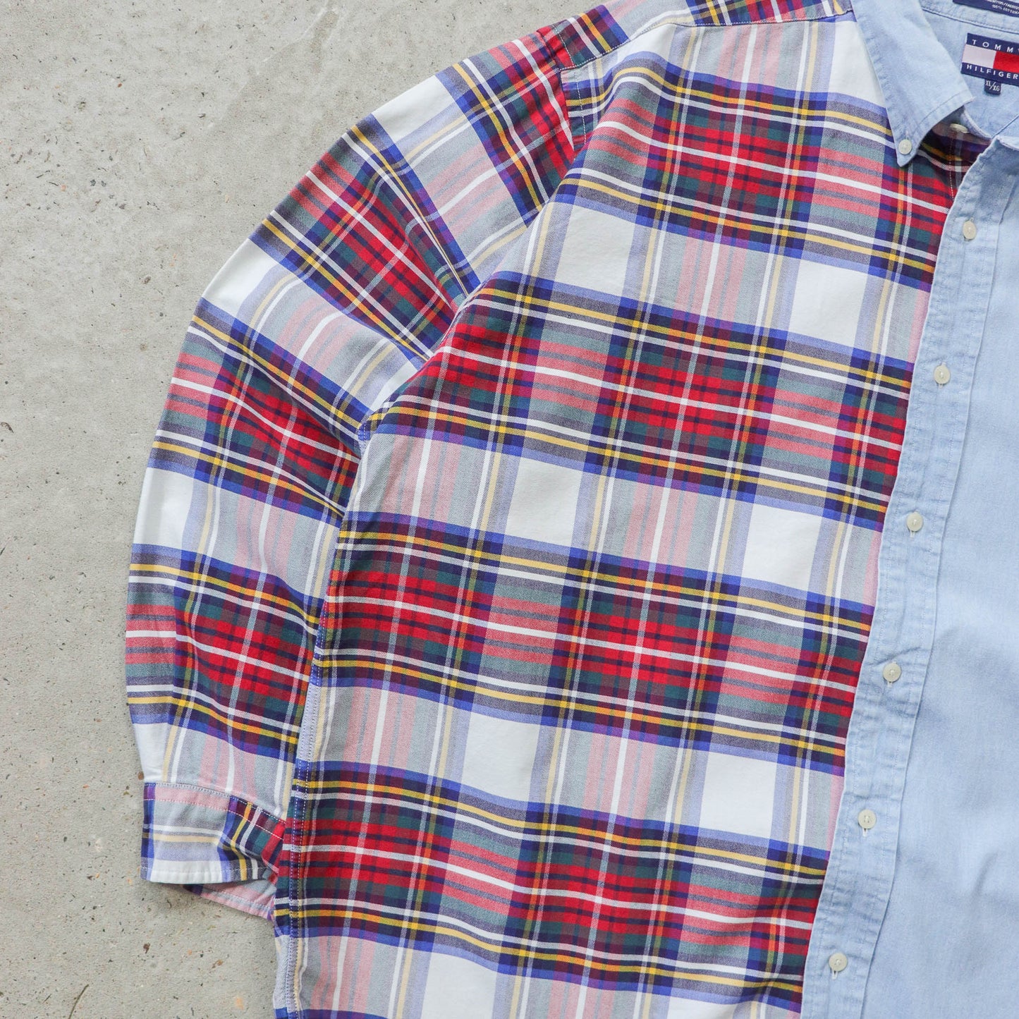 Vintage 90s Tommy Hilfiger Split Panel Button Up Shirt - XL