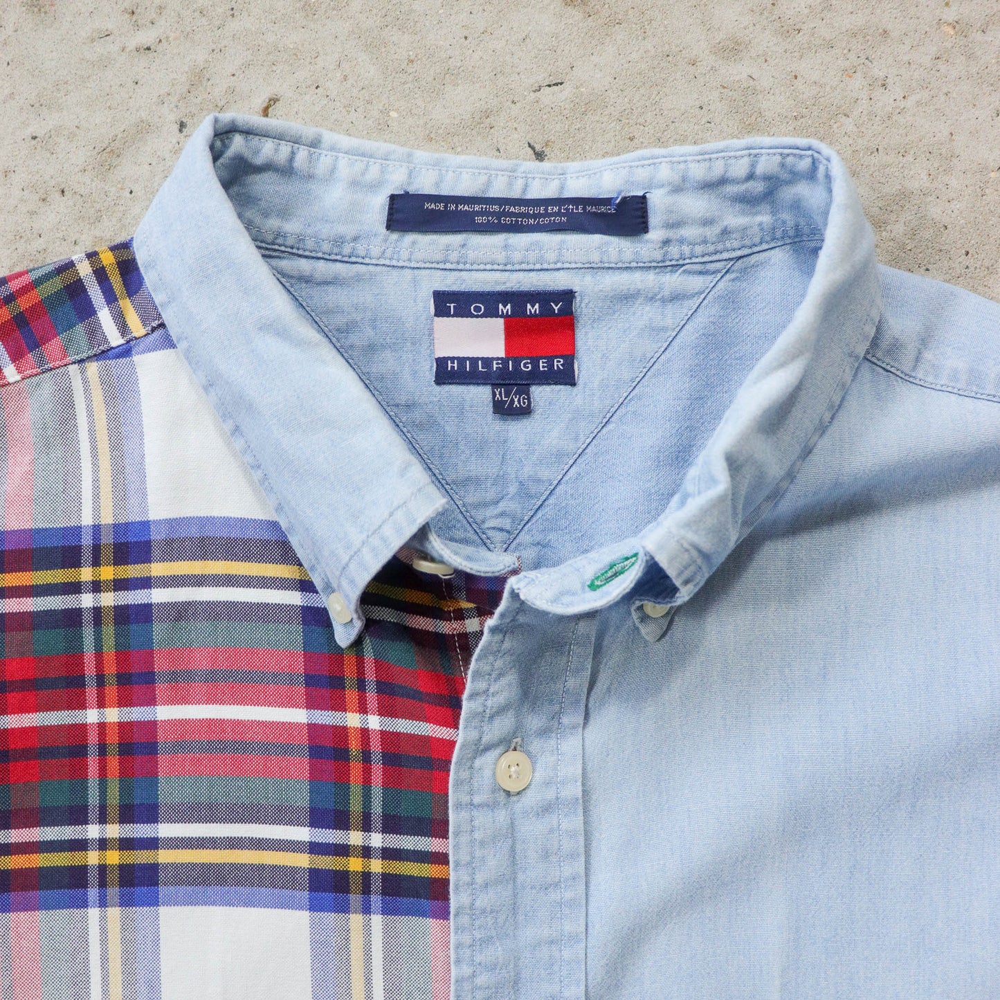 Vintage 90s Tommy Hilfiger Split Panel Button Up Shirt - XL