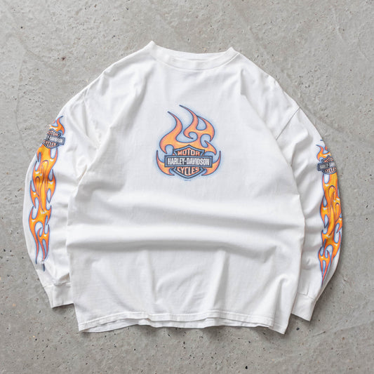 Vintage 2000 Harley Davidson Longsleeve Flames Tee - XL