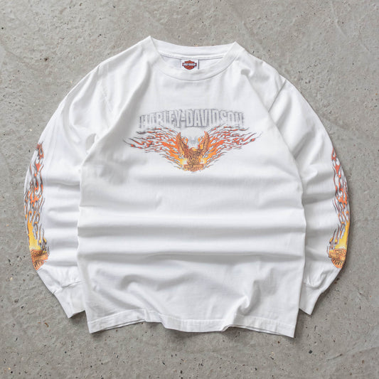 Vintage 2004 Harley Davidson Long Sleeve Flames Tee - M