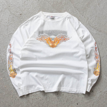 Vintage 2004 Harley Davidson Long Sleeve Flames Tee - L