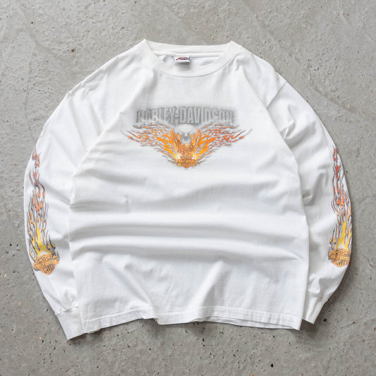 Vintage 2004 Harley Davidson Long Sleeve Flames Tee - L