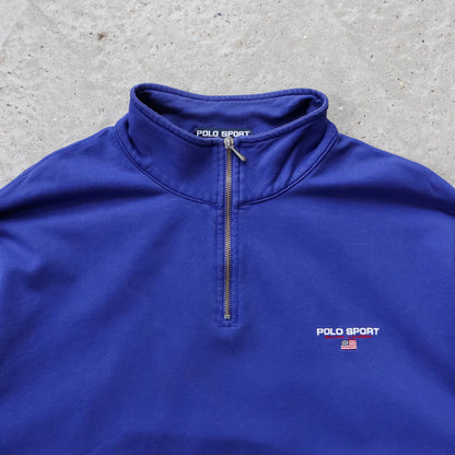 Polo Sport Ralph Lauren Spellout 1/4 Zip Sweatshirt - 90s (XXL)